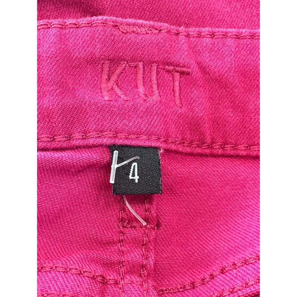 Kut from the Kloth Magenta Pink High Rise Ankle Skinny Jeans Raw Hem Size 4‎